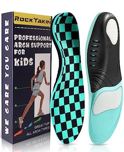 ROCKTAKIN Kids Arch Support Shoe Insoles, Plantar Fasciitis Orthotics Inserts Strong Support for Children's High Arch, Flatfoot Pain Relief, Posture Improve, Size XS