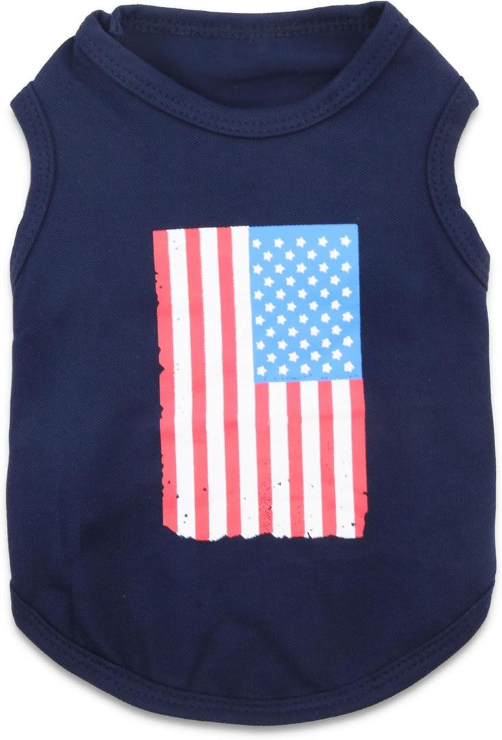 4th of July Small Puppy Clothes Independent Day Dog Shirts USA Flag Dog Outfit for Boy Girl American Flag Printed (Small (3.3-5.5lb))