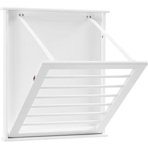 Danya B. Folding Wall Mounted Drying Rack - White, 21.25"D x 25.5"W x 2"H, 
Made of wood and MDF in White finish
Space-saving design utilizes a wall mounted folding drying rack