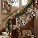 Merry Christmas Burlap Banner, 8.5 ft Sock Shaped Christmas Decoration, Rustic Banner Garland Bunting with Clips for Mantle Fireplace Xmas Party Holiday Indoor Outdoor Hanging Decorations