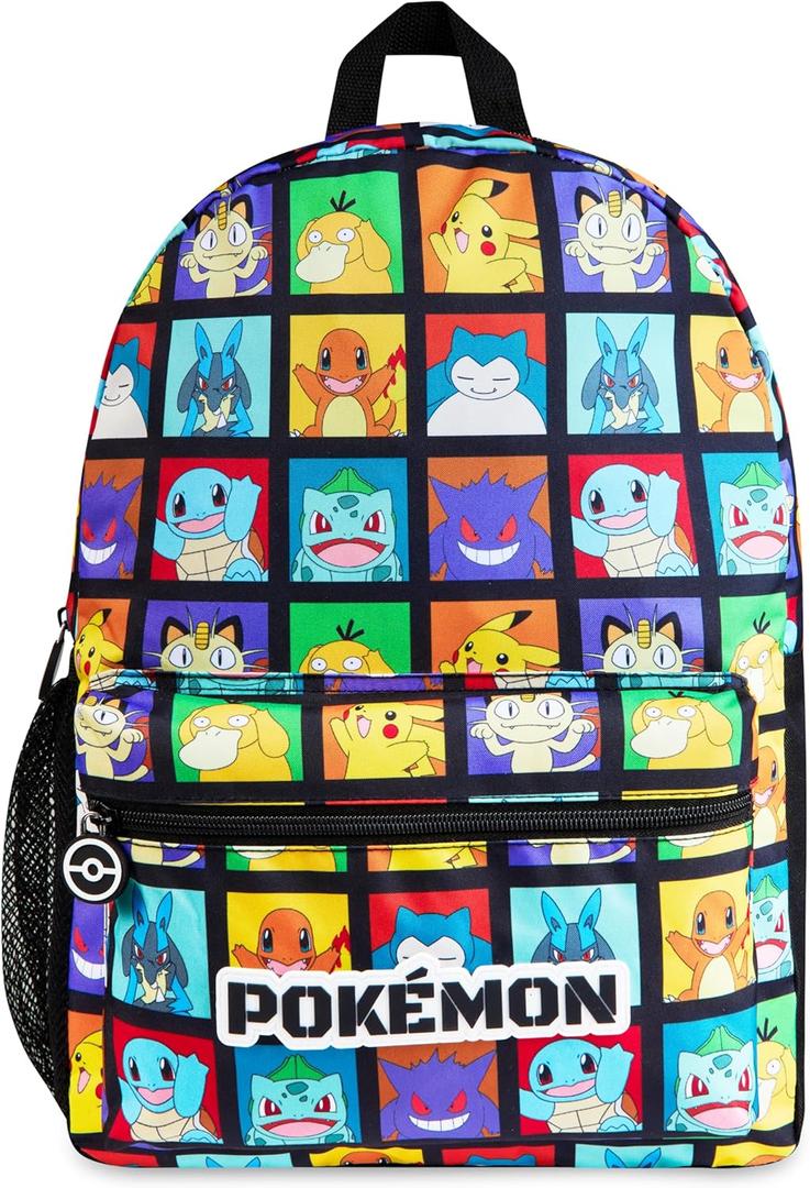 Pokemon Backpack for Kids Teens Pikachu Anime School Bag Daypack Backpacks for Daycare Sports School Supplies Gifts for Kids (Multi) (15.8x11.2x4.1inch)