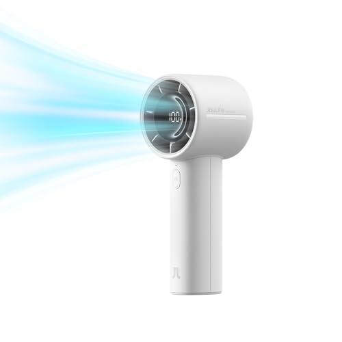 JISULIFE Handheld Turbo Fan Life10s, 5000mAh Rechargeable Portable Fans,Up to 28 Hours Working,5 Speed Strong Wind,Personal Mini Fan for Travel Outdoor Camping Beach Makeup（Gray）