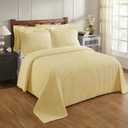 Better Trends Yellow Queen Bedspread Set, 100% Cotton Tufted - Classic Stripe Coverlet, Soft & Cozy Bedding Set for All Seasons, Machine Washable, 3 Pieces- Jullian Collection