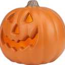 Holiday Pre-lit Jack O' Lantern - Large 9IN Halloween Pumpkin Decoration for Indoor Outdoor Festival Celebration, Garden, Patio, Front Door Decor With Smile Face