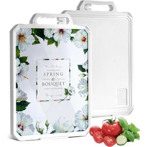 2-in-1Tempered Glass Cutting Board for Kitchen Standable Tempered Glass for Kitchen Counter + Food-Grade PP | Built-in Knife Sharpener & Anti-Spill Groove | Non-Slip, Easy to Clean 1712