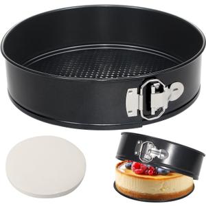 Tellshun 9 Inch Springform Pan Tin with 50pcs Parchment Paper Cheesecakes Baking Mold Round Leakproof Nonstick Removable Bottom Bakeware for Pie Cake Pizza and Quiches