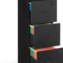 VASAGLE 3-Drawer Vertical File Cabinet, Filing Cabinet for Home Office, Printer Stand, with 3 Lockable Drawers, Adjustable Hanging Rail, for A4 and Letter-Size Files, Ink Black UOFC055B16