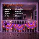 Halloween Decorations Spider Web Lights 6FT 60LED Battery Operated/USB Powered with Black Spider with Timer 8 Modes Indoor Outdoor for Halloween Decor, Orange&Purple