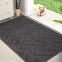 PURRUGS Dirt Trapper Door Mat 34" x 59", Non-Slip Machine Washable Entry Rug, Shoe Scraper, Dog Doormat, Super Absorbent Welcome Mat for Front & Back Door, Muddy Wet Shoes & Paws, Charcoal