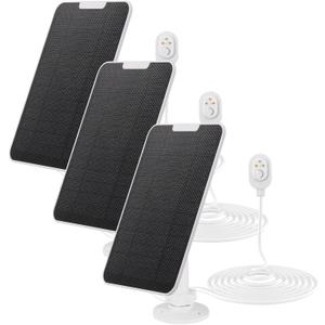 Solar Panel Charger for Arlo Pro 4/Ultra 2/Pro 3/Ultra/Pro 5S/Pro 3 Floodlight, 5V 4W Camera Solar Panel with 9.8ft/3m Charging Cable,IP65 Waterproof, Includes Adjustable Wall Mount,3 Pack