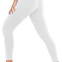 DHSO High Waisted Leggings for Women Full/Knee Length Capri Tummy Control Buttery Soft Yoga Pants for Workout Athletic (Large-X-Large, 02-White)
