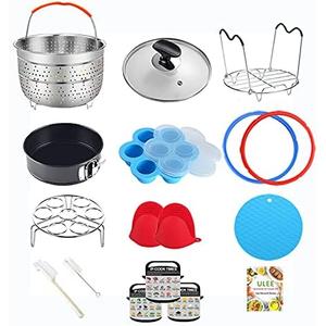 8 Quart Pressure Cooker Accessories Compatible with Instant Pot 8 Qt Only - Steamer Basket, Silicone Sealing Rings, Egg Bites Mold, Glass Lid, Springform Pan, Egg Steamer Rack and More