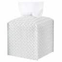 Tissue Box Cover PU Leather Tissue Holder Square Facial Tissue Case Facial Paper Organizer Dispenser for Bathroom, Vanity Countertop, Tabletop, Car, Misty Gray