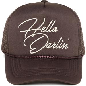 Funky Junque Premium Mesh Snapback Trucker Hat - Stylish Comfort for All - Patriotic, Humor & More (One Size, Hello Darlin' - Brown)