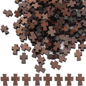SUNNYCLUE 150Pcs Wood Cross Beads Bulk Easter Natural Unfinished Wooden Blank Loose Spacer Rosary Charms for Jewelry Making Beading Supplies DIY Necklace Crafts