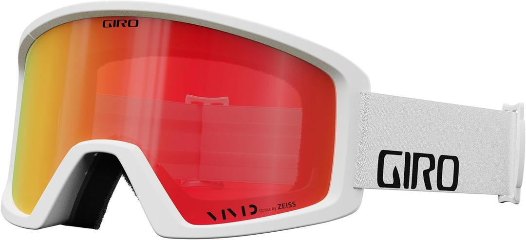 Giro Blok Ski Goggles - Snowboard Goggles for Men & Youth - White Wordmark Strap with Vivid Ember Lens