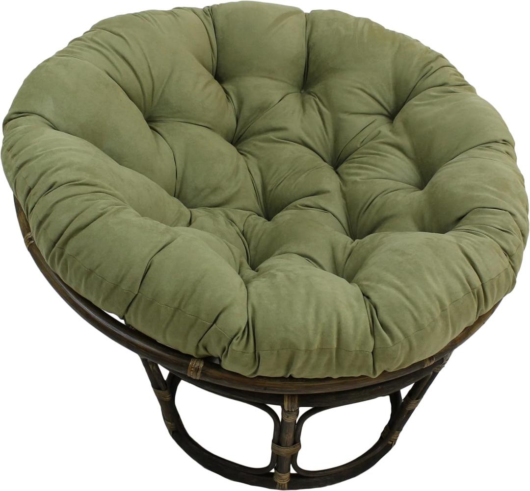 Blazing Needles Solid Microsuede Papasan Chair Cushion, 52" x 6" x 52", Sage Green