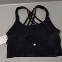 CRZ YOGA Women's Strappy Sports Bras Fitness Workout Padded Yoga Top Criss Cross Back Cami (Medium, Black)