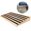 Wooden Threshold Ramp for Home Steps, 4" Rise Door Ramp for Wheelchair/Walker/Cart/Scooter, Doorway Ramp with Non-slip Stripes(35.4" W*4.0" H, Solid Wood, 800LBs Capacity)