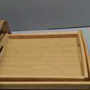 Peohud 4 Pack Bamboo Serving Trays with Handles, Rectangular Kitchen Food Tray for Eating, Dinner Trays for Eating on Couch, Wood Serving Platter for Breakfast, Tea, Bar, Restaurant, Party or Bed