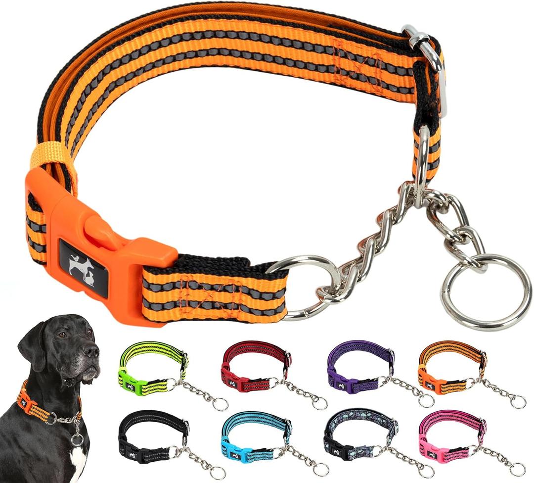 Orange Martingale Dog Collar for Medium Large XL Breeds, Dog Collar Soft Nylon No Pull Dog Collars for Medium Dogs,Medium