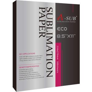 ASUB Sublimation Paper 8.5x11 Inch for DIY Unique Christmas Gifts Compatible with Inkjet Printer which Match Sublimation Ink 100 Sheets