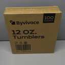 100Counts 12 OZ. Hard Plastic Cups Fancy Disposable Cups for Party, 12 Ounce Clear Elegant Wedding Cups Disposable Wine Glasses for Parties