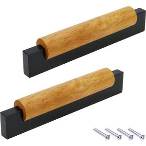 Mcredy 3.78 Inch / 96 mm Hole Distance Wood Cabinet Pulls Aluminum Alloy Dresser Drawer Pulls Cabinet Cupboard Dresser Wood Pull Handles Pack of 2 (Black)