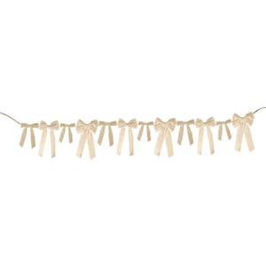 Meseey Christmas Ivory Velvet Bow Garland, 12PCS 5x10 Inch Pre-Made Velvet Bows, 6.56FT Long Christmas Garland with Bows for Christmas Tree, Wreath, Mantle, Holiday Party Home Decorations