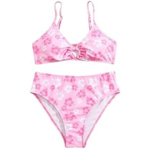 SOLY HUX Girl's Ditsy Floral Print Bikini Swimsuit Ruffle Trim 2 Piece Bathing Suit Beachwear 14Y