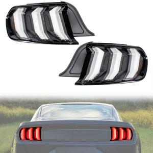 LED Tail Light Assembly Compatible with Ford Mustang and Shelby GT 350 2015-2024 (US Version) with Sequential Turn Signal Light, Rear Replacement Lamp Driver&Passenger Side (Clear Lens)