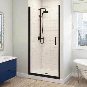 28" W x 72" H Frameless Shower Door, Pivot Swing Shower Glass Door with 1/4" (6mm) Clear SGCC Tempered Glass, Bathroom Shower Door Reversible Installation, Matte Black