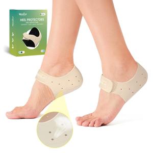 Plantar Fasciitis Heel Protectors for Heel Pain - Welnove Heel Cups for Heels Spur Pain Relief, Heel Inserts Pads for Achilles Tendonitis Dry Cracked Heel Support Cushion(Women 9.5-13 / Men 8.5-14) (Beige)