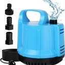 1200 GPH 115W Submersible Water Pump for Large 140-300 Gallon Fish Tank, Pond, Aquarium, Fountain, Pool Draining, Hydroponic System, Water Sump Pump 8.2ft Power Cord US 3-Plug, 3 Outlet Nozzles Blue