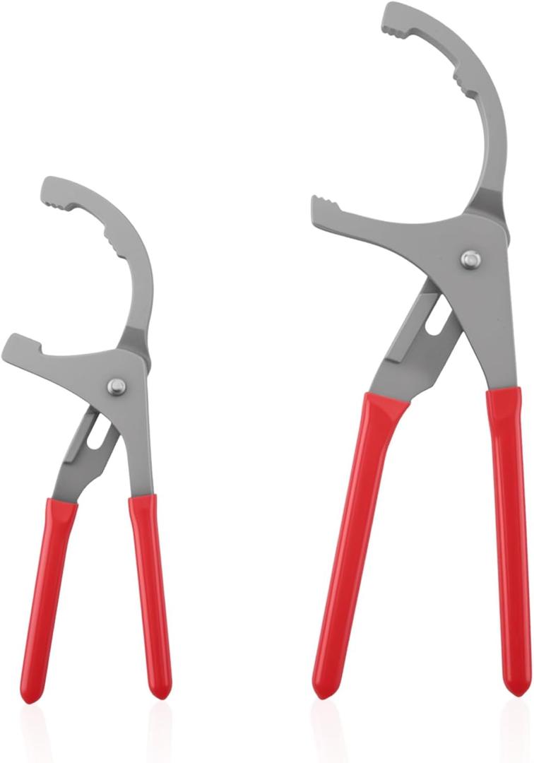 9" & 12" Oil Filter Pliers Wrench, Adjustable Oil Filter Pliers Set,Oil Filter Removal Tools Fit Most of Cars, Trucks, Motorcycles Engine Filters (Red)
