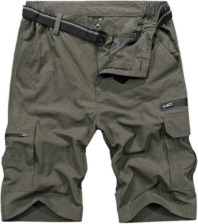Jessie Kidden Mens Outdoor Casual Expandable Waist Lightweight Water Resistant Quick Dry Fishing Hiking Shorts (34, Army Green)