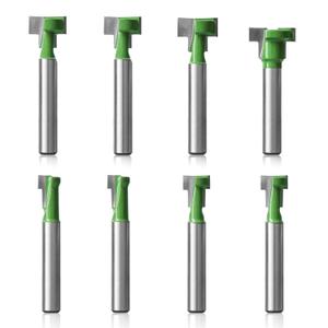 Hakkin 8pcs Keyhole Router Bit Set -1/4 Inch Shank T Slot Keyhole Router Bits Set, T-Track Slotting Milling Cutters Set for Wood (Green)