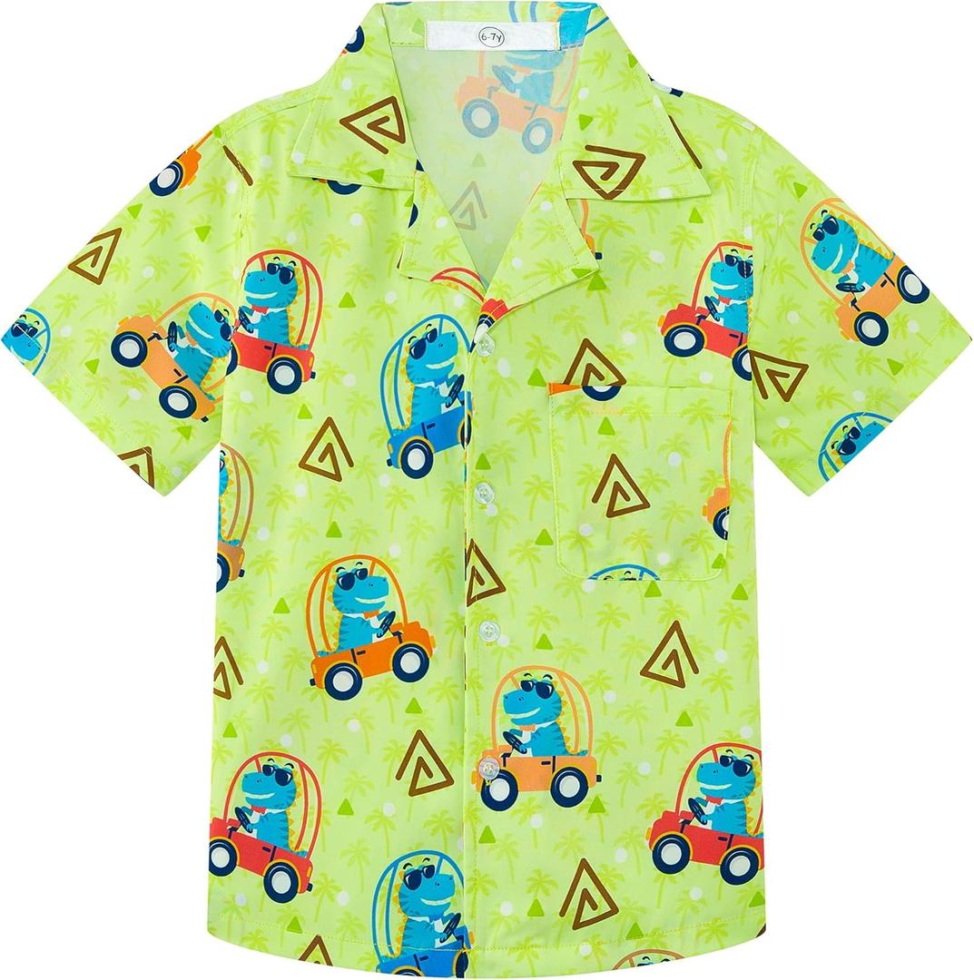 APTRO Boy's Hawaiian Shirt Tropical Beach Casual Summer Shirt, 8-9T (Green)