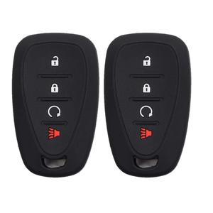 Btopars 2pcs 4 Button Smart Key Fob Silicone Rubber Case Cover Protector Holder Compatible with Chevy Chevrolet Blazer Bolt Equinox Traverse Trax Trailblazer Volt Cruze Sonic Black Blue