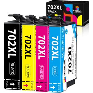 Remanufactured 702XL Ink Cartridges Combo Pack Replacement for Epson 702 XL 702XL Ink Cartridges Works with Workforce Pro WF-3720 WF-3730 WF-3733 Printer (Black Cyan Magenta Yellow, 4 Pack)