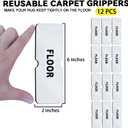 Rug Non Slip Grippers, Reusable Rug Tape, No Damaging for Hardwood Floors, Carpet Grippers Stickers Pads for Area Rugs Corners Flat, 12Pcs