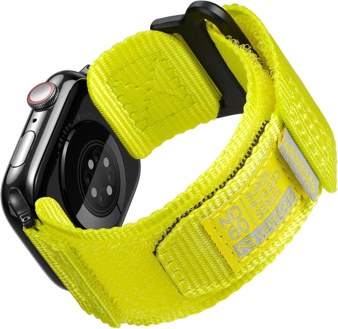 Nereides Compatible with Apple Watch Series 11 Band Series 10/9/8/7/6/5/4/SE/SE2/Ultra 3/2/1, Nylon Sports Strap with Woven Design for 49mm/46mm/45mm/44mm (XL,Tennis yellow)