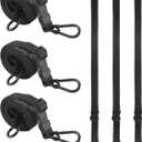 48 Inch Adjustable Carabiner Bungee Cords with 190 Lbs Max Break Strength - Adjust from 28" to 48" - Heavy Duty Flat Carabiner Bungee Straps with Upgraded Hooks for Tents, Cargo, Luggage, etc (4 Pcs)