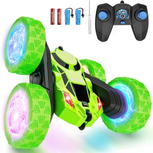 Hamdol Remote Control Stunt Car for Kids, 360 Spinning Double-Sided RC Toy with LED Wheel Lights, 4WD Rechargeable Vehicle for Boys Ages 612, Educational STEM Toy & Valentines Gift