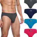 wirarpa Men's Underwear Modal Microfiber Briefs No Fly Covered Waistband Silky Touch Underpants 4 Pack (Large)