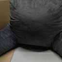 Reading Pillow for Sitting in Bed Adult, 18" H Back Pillow for Bed Sitting Up with Shredded Memory Foam, Back Support Pillow with Washable Cover, Backrest Pillow with Extend Arms, Gery, Large