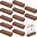Blosssound 12 Pcs Wood Place Card Holders Wooden Table Number Holder Stands Name Card for Wedding Party Events Exhibition Decoration Office Restaurant Business(Brown,4.61 x 1.1 x 1 Inches)
