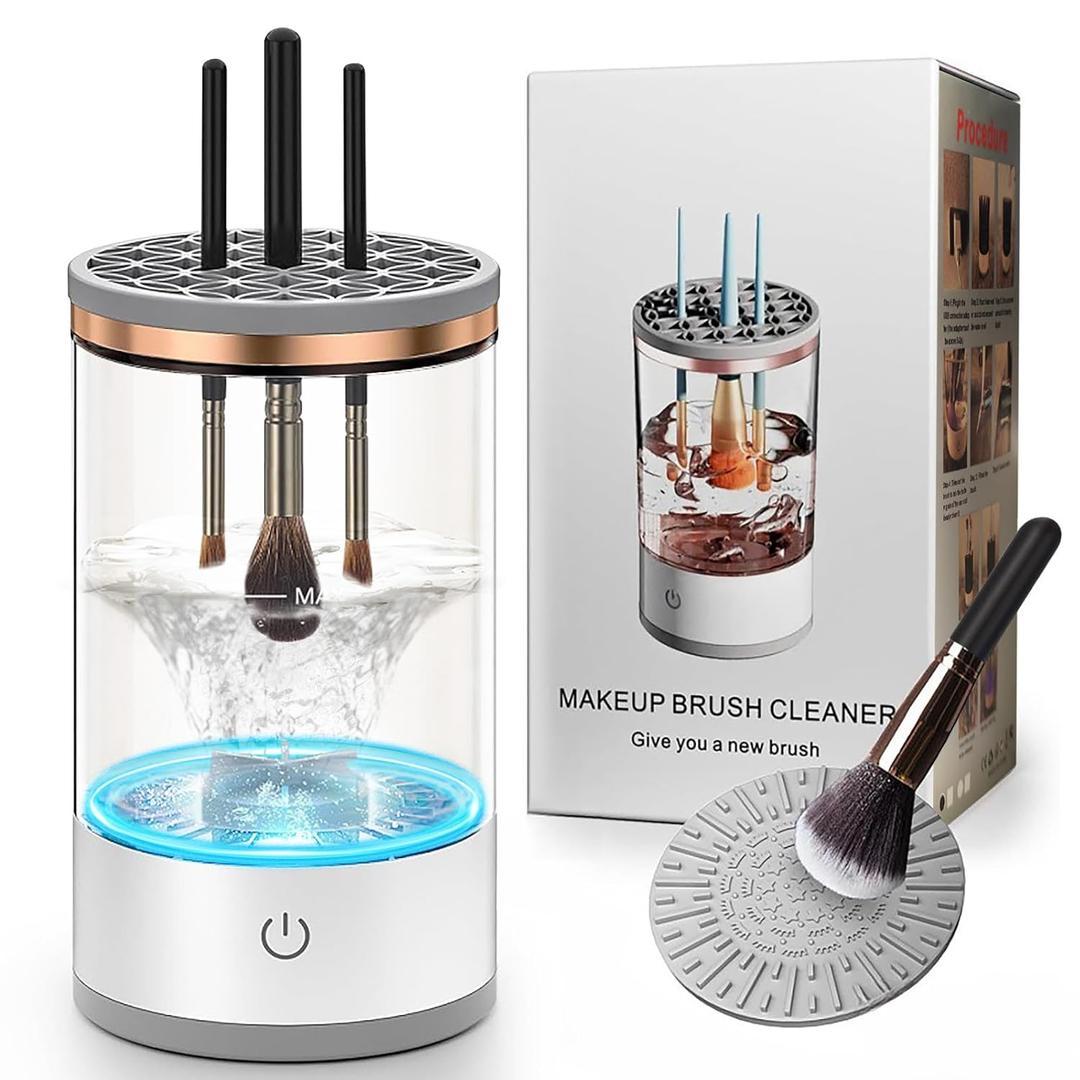 Electric Makeup Brush Cleaner Machine, Efficient Makeup Brush Cleaner for All Brush Types, Keeps Brushes Hygienic and Skin Healthy1 Pack - White (1PCS)