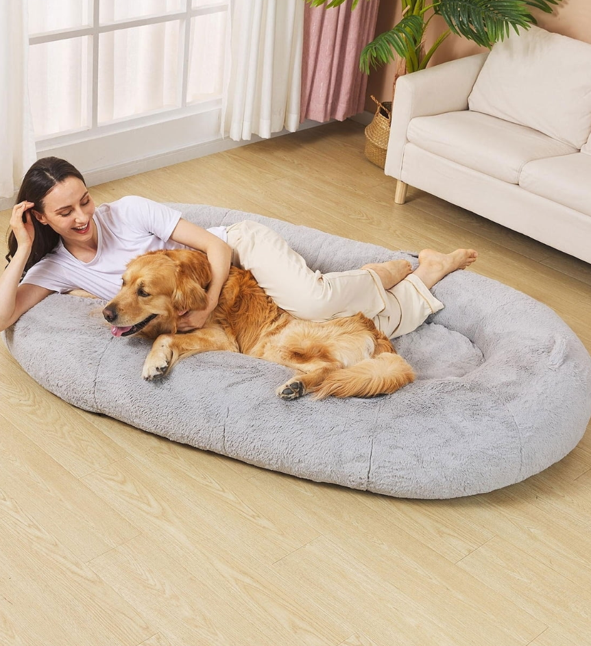 Fond + Found Large Cozy Plush Pet Bed for Humans 68" x 38" x 10"