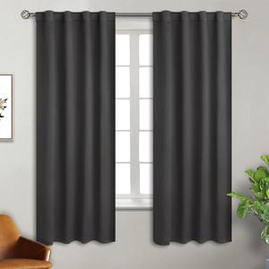 BGment Rod Pocket and Back Tab Blackout Curtains for Bedroom - Thermal Insulated Room Darkening Curtains for Living Room, 2 Window Curtain Panels (38 x 63 Inch, Dark Grey)